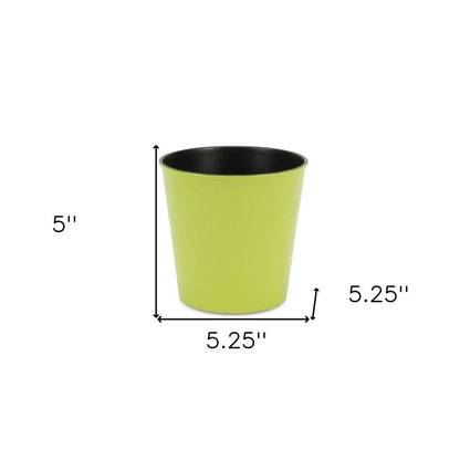 5" Lime Green Recycled Plastic Indoor Outdoor Round Pot Planter