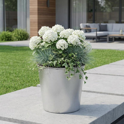 5" Silver Recycled Plastic Indoor Outdoor Round Pot Planter