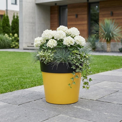5" Yellow Recycled Plastic Indoor Outdoor Round Pot Planter