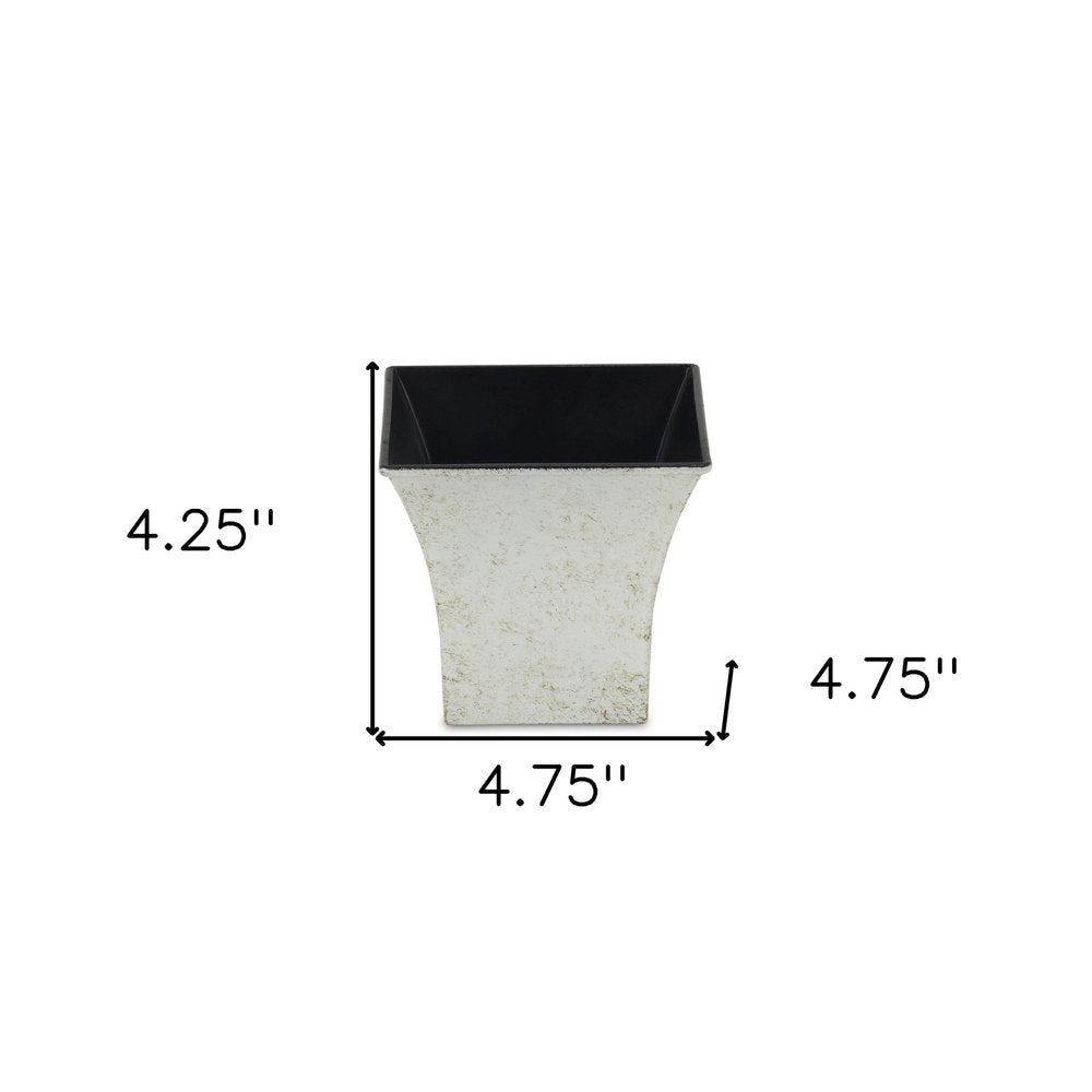 5" Cream Recycled Plastic Indoor Outdoor Square Pot Planter