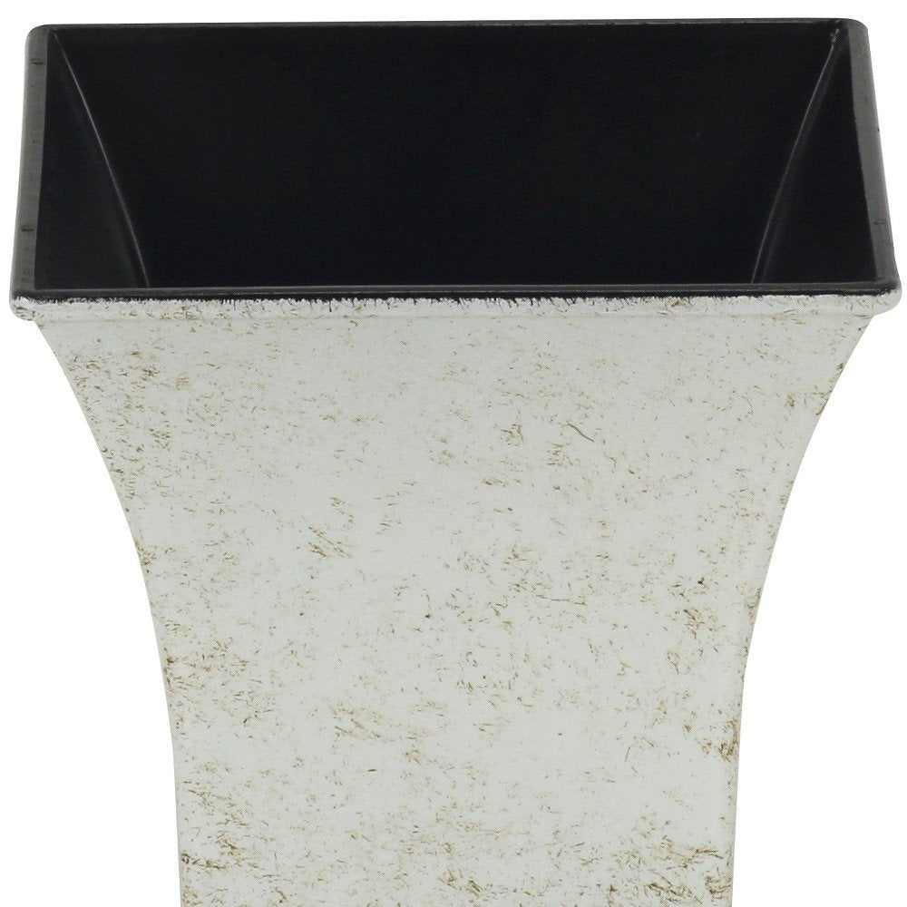 5" Cream Recycled Plastic Indoor Outdoor Square Pot Planter