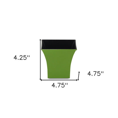 5" Lime Green Recycled Plastic Indoor Outdoor Square Pot Planter