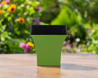 5" Lime Green Recycled Plastic Indoor Outdoor Square Pot Planter