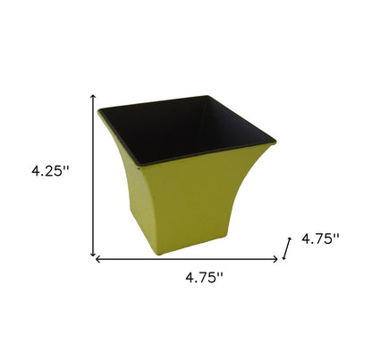 5" Yellow Recycled Plastic Indoor Outdoor Square Pot Planter
