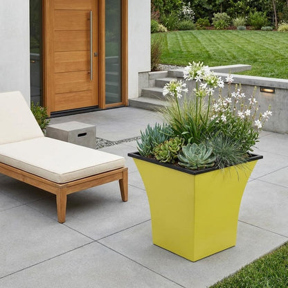 5" Yellow Recycled Plastic Indoor Outdoor Square Pot Planter