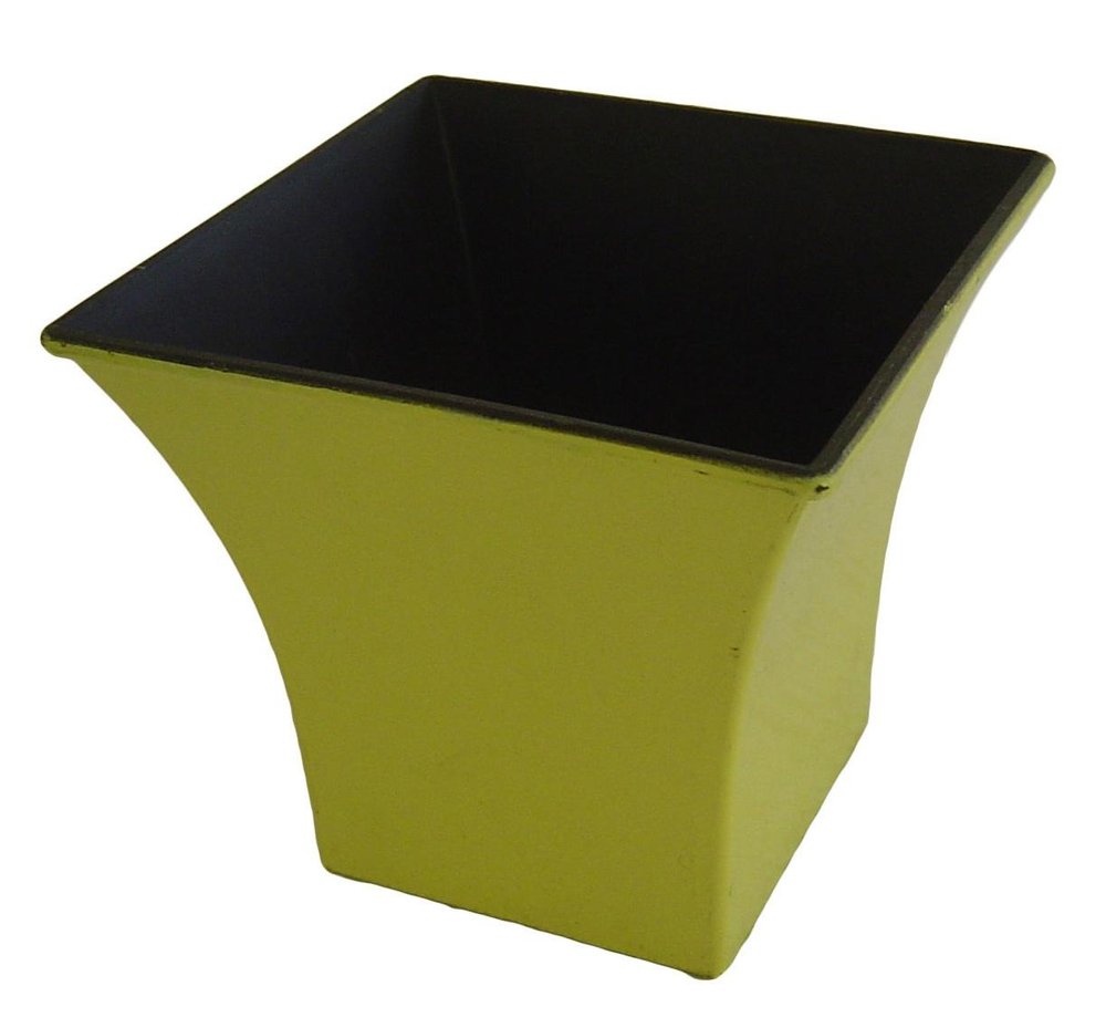 5" Yellow Recycled Plastic Indoor Outdoor Square Pot Planter