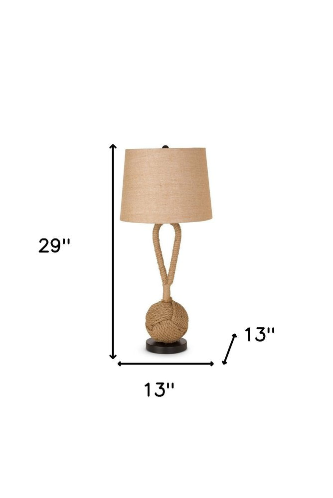 Set of Two 29" Black And Natural Rope Table Lamps With Natural Empire Shades