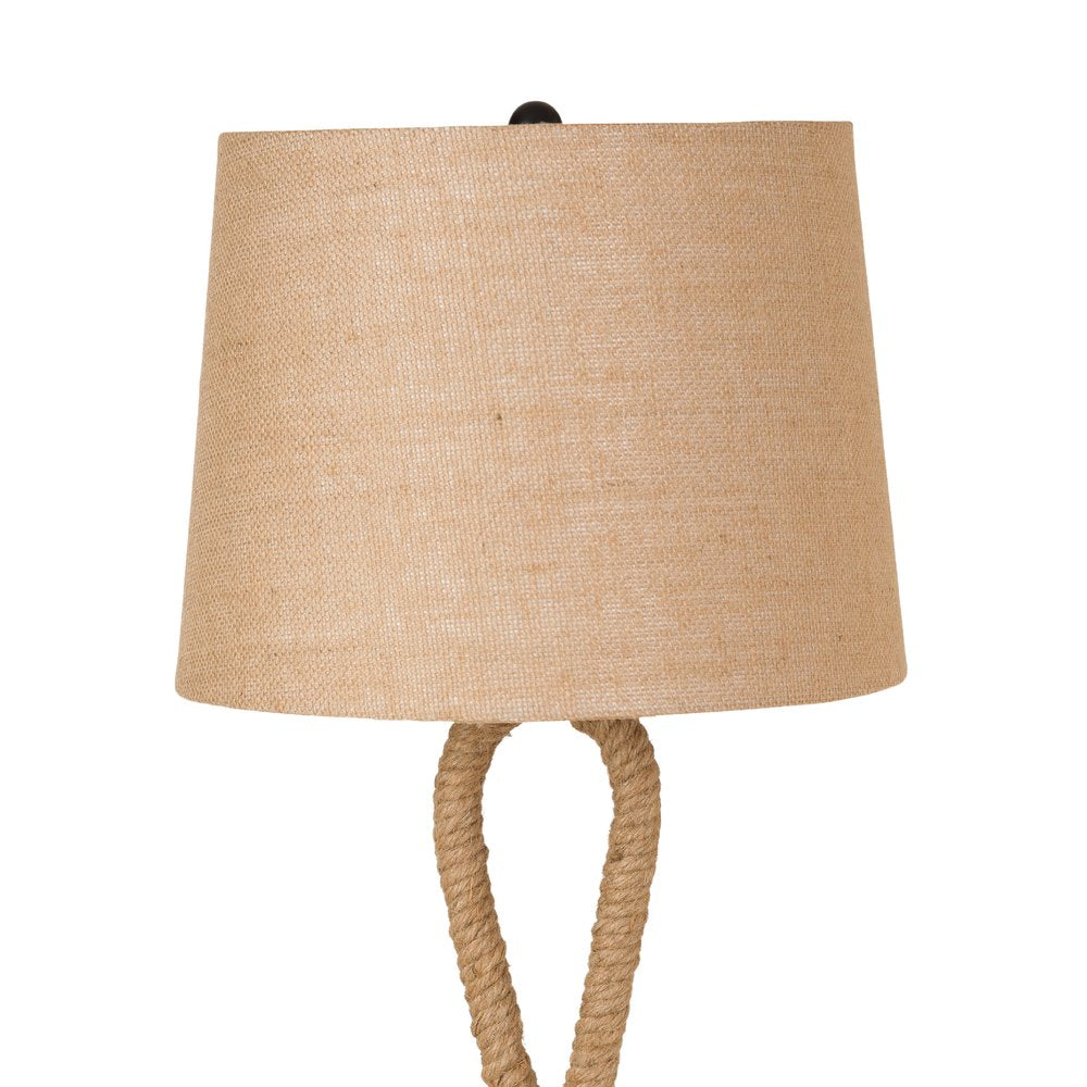 Set of Two 29" Black And Natural Rope Table Lamps With Natural Empire Shades