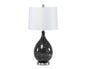 Set of Two 28" Gray Glass Geometric Table Lamp With White Empire Shade
