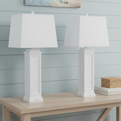 Set of Two 32" White Table Lamp Coastal With White Shade