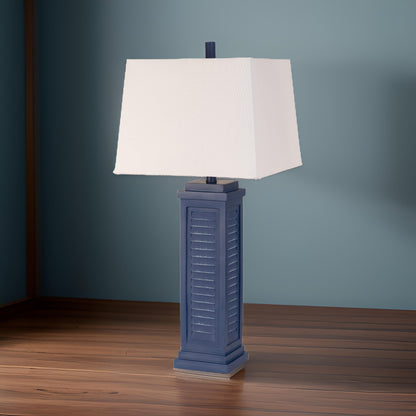 Set of Two 32" Blue Table Lamp With White Shade