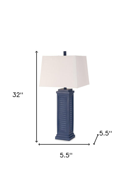 Set of Two 32" Blue Table Lamp With White Shade