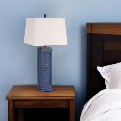 Set of Two 32" Blue Table Lamp With White Shade