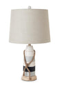 Set of Two 27" Blue White And Natural Coastal Buoy Table Lamps With Off White Empire Shade