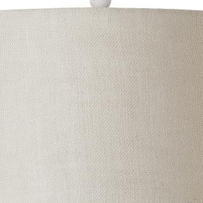 Set of Two 27" Blue White And Natural Coastal Buoy Table Lamps With Off White Empire Shade