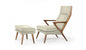 26" Beige And Brown Faux Leather Lounge Chair With Ottoman