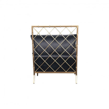 25" Black And Gold Velvet Arm Chair
