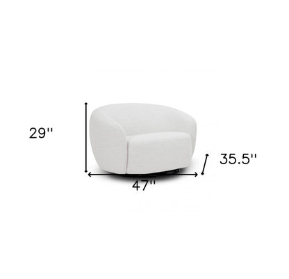 47" Off White And Black Upholstered Swivel Barrel Chair