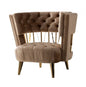 38" Beige And Gold Velvet Tufted Barrel Chair