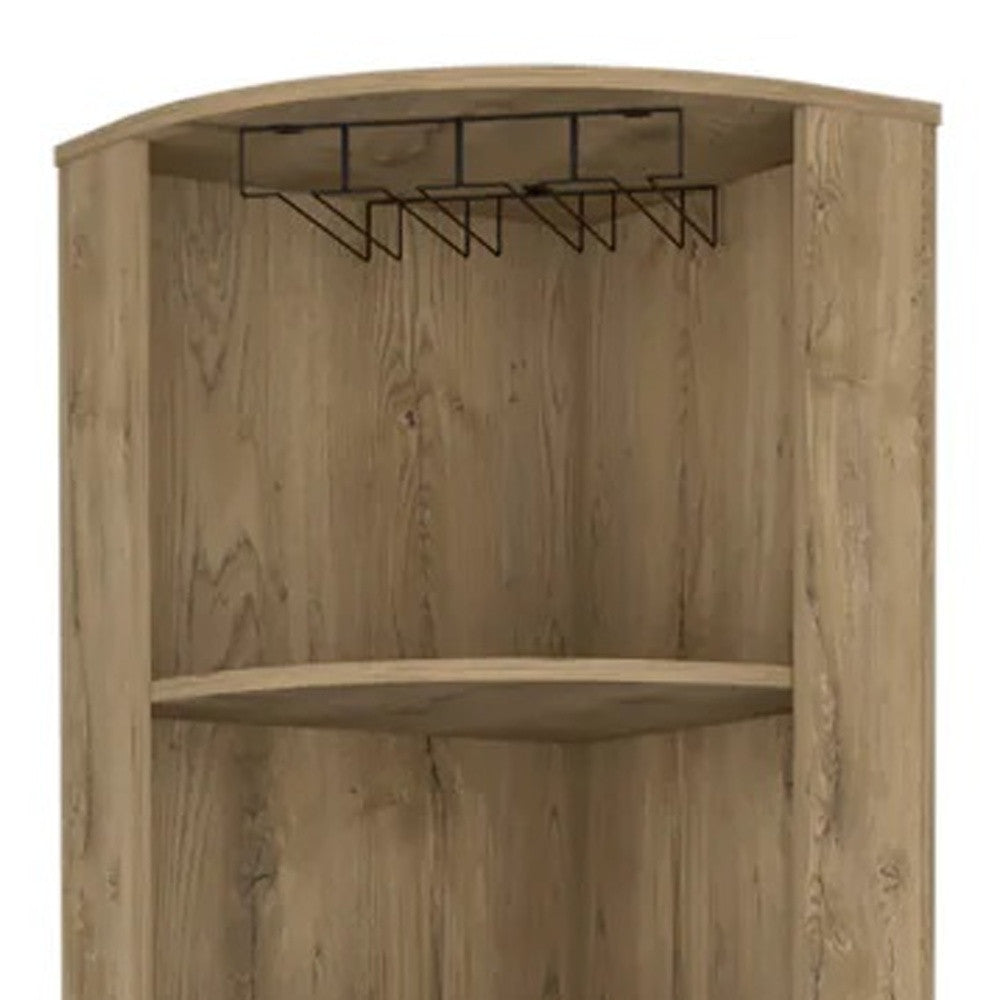 18" Natural Corner Bar Cabinet With Eleven Shelves