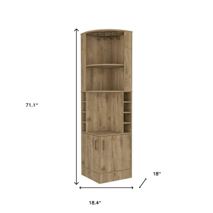 18" Natural Corner Bar Cabinet With Eleven Shelves