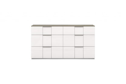 57" White Six Drawer Double Dresser