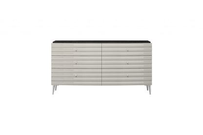 62" Gray Wood Six Drawer Double Dresser