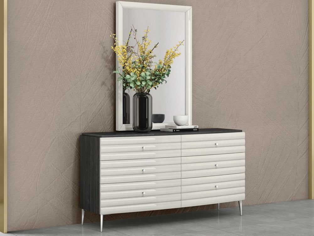 62" Gray Wood Six Drawer Double Dresser