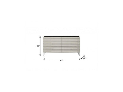 62" Gray Wood Six Drawer Double Dresser