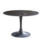 47" Black Rounded Ceramic And Metal Pedestal Base Dining Table