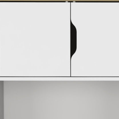 67" Natural And White Wood Four Door Pantry Or Storage Closet