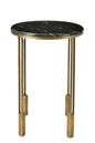 23" Gold And Black Marble And Iron Round End Table