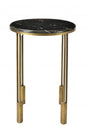 23" Gold And Black Marble And Iron Round End Table