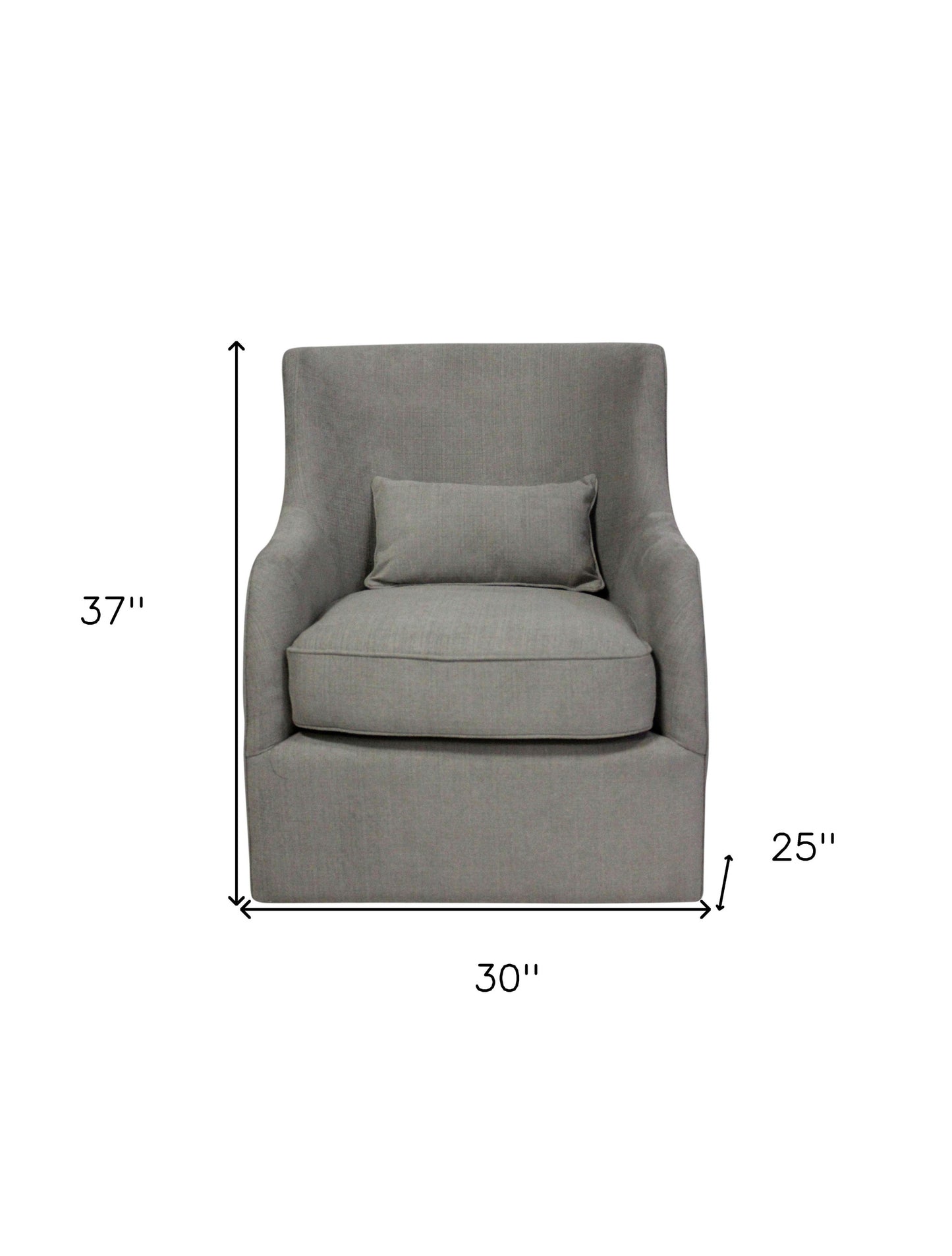 30" Gray Polyester Blend Solid Color Swivel Arm Chair