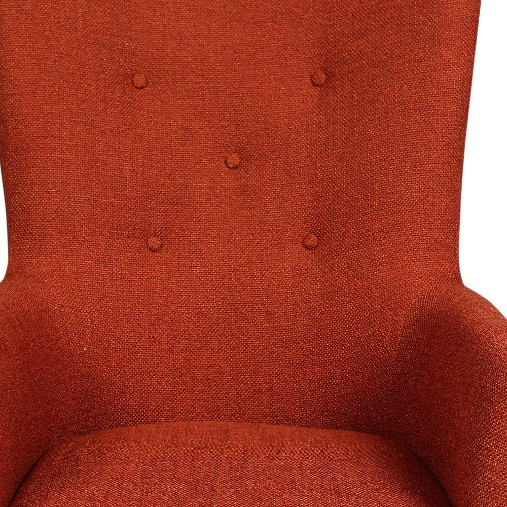 28" Orange And Natural Solid Color Lounge Chair