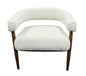 29" Ivory Polyester Blend And Brown Solid Color Arm Chair