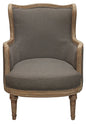 26" Gray Linen And Natural Solid Color Arm Chair