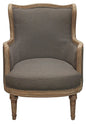 26" Gray Linen And Natural Solid Color Arm Chair