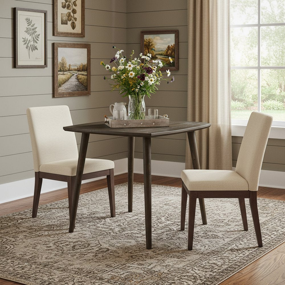 36" Brown Square Solid Wood And Metal Dining Table