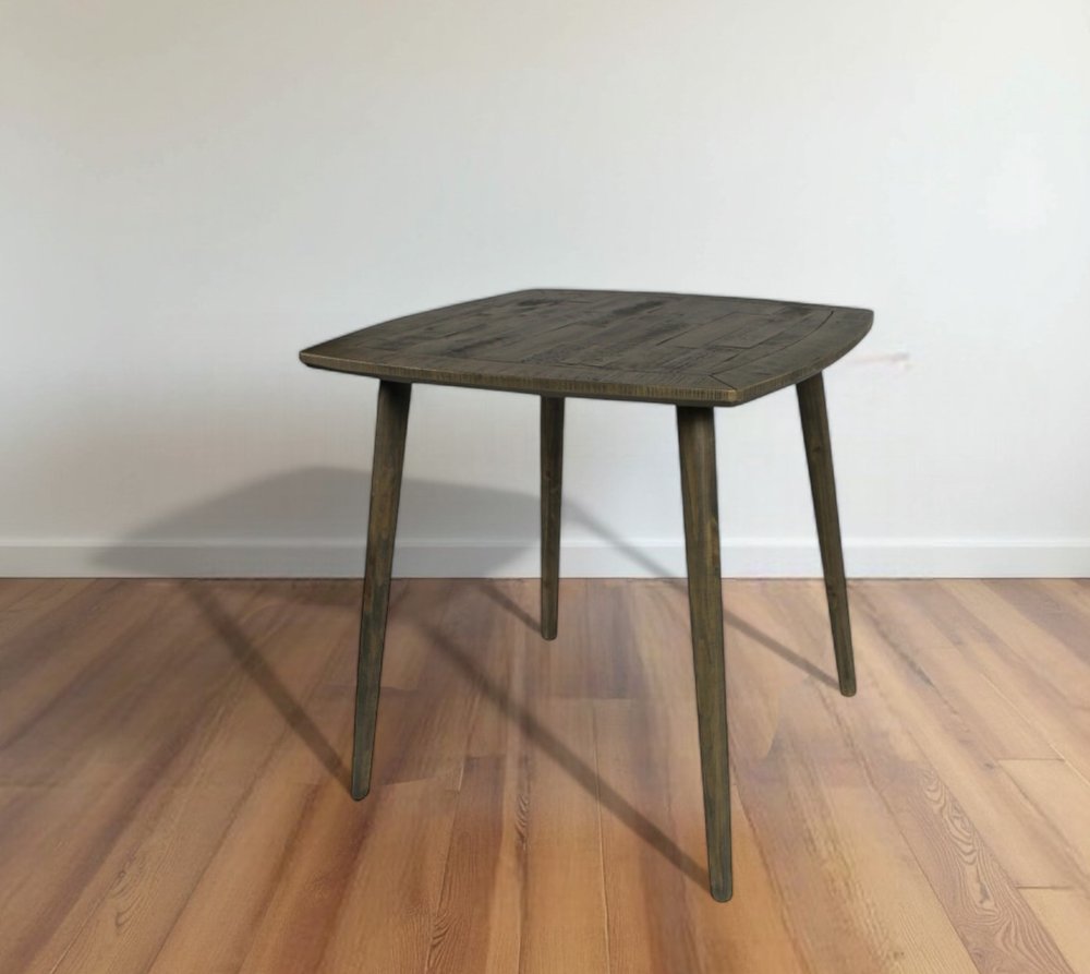 36" Brown Square Solid Wood And Metal Dining Table
