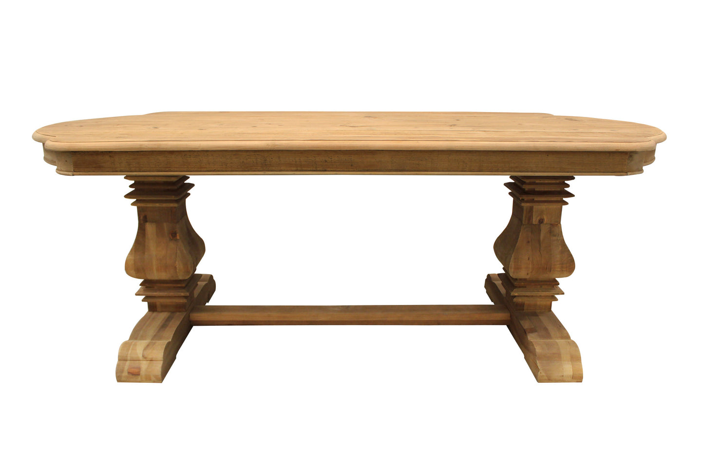 84" Natural Solid Wood Trestle Base Dining Table