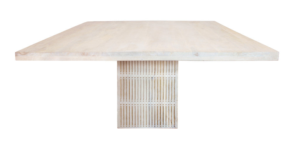 60" Ivory Square Solid Wood Pedestal Base Dining Table