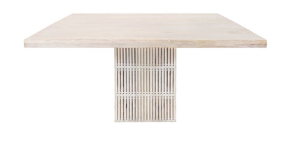 60" Ivory Square Solid Wood Pedestal Base Dining Table