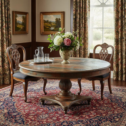 72" Brown Rounded Solid Wood Dining Table