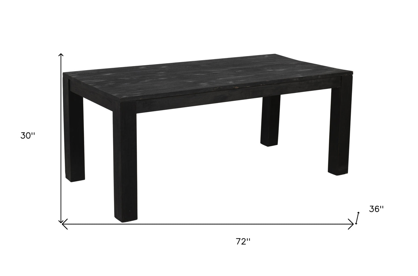 72" Dark Gray Solid Wood Dining Table