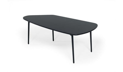 47" Black Faux Marble And Steel Free Form Coffee Table