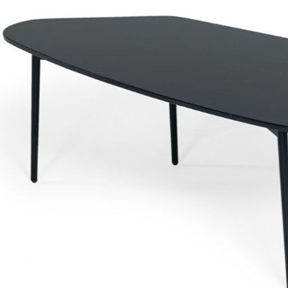 47" Black Faux Marble And Steel Free Form Coffee Table