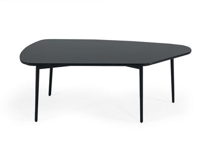 47" Black Faux Marble And Steel Free Form Coffee Table
