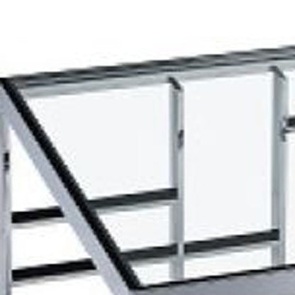 47" Clear and Silver Glass And Stainless Steel Frame Coffee Table