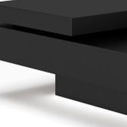 39" Brown and Black Wood Square Block Coffee Table With Drawer